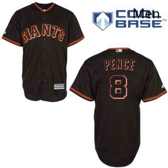 Mens Majestic San Francisco Giants 8 Hunter Pence Authentic Black New Cool Base MLB Jersey